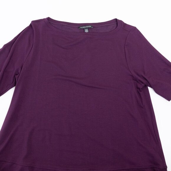 Eileen Fisher Fine Jersey Boat Neck Top Blackberry Purple XS - Picture 5 of 11